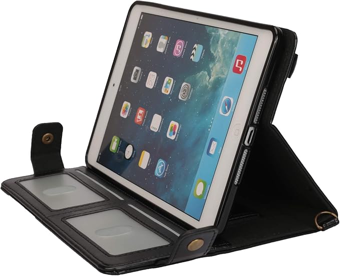 Handbag Case for iPad mini 5th/4th/3rd/2nd/1st Generation 7.9", Techcircle Lightweight Folio Stand Crossbody Wallet Case with Pencil Holder, Hand Strap & Shoulder Strap Soft Protective Cover, Black