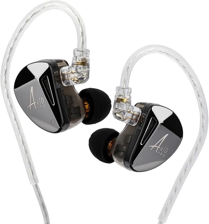 Linsoul x KZ AS10 PRO 5BA Wired Earbuds, HiFi in-Ear Earphones with Mirror Polygon Faceplate, 2 Pin Detachable Cable for Audiophile (with Mic)