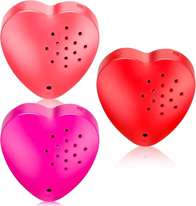 Copkim 3 Pcs 20 Seconds Valentine's Voice Recorder for Stuffed Animal Heart Shape Sound Recorder Push Button Recordable Device Sound Module for Gift Recording Voice Message(Red, Rose Red, Pink)