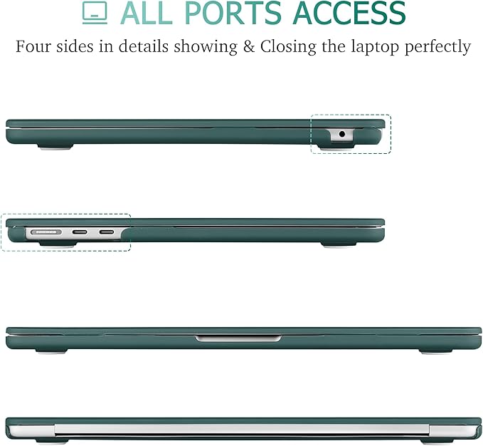 May Chen Case for MacBook Air 13/13.6-inch (M5/M4/M3/M2, 2022-2026 Models A3449 A3240 A3113 A2681), Lightweight | Closes Seamlessly | Ideal for Work Hard Shell Case, Dark Cyan
