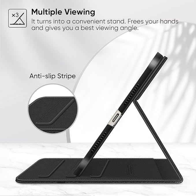 Fintie Folio Case for iPad Mini 7 (A17 Pro, 7th Generation) 2024 / iPad Mini 6 (6th Gen) 8.3 Inch, Multi-Angle Smart Stand Cover with Pencil Holder & Pocket, Auto Sleep/Wake, Black