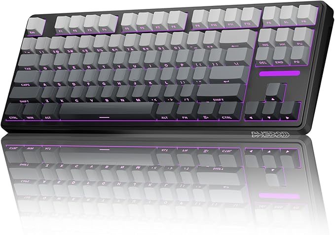 AUSDOM H87 Wireless Mechanical Keyboard, 10000mAh Battery Gasket Hot Swappable Custom Keyboard with RGB Backlit, Side Printed PBT Keycaps, Tri-Mode BT5.3/2.4GHz/USB-C Gaming Keyboards, Black Grey