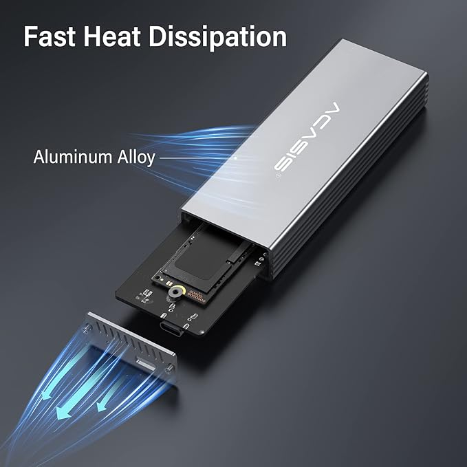 ACASIS USB C 3.0 SSD Enclosure for Narrow Apple Flash SSDs MacBook Air from 2010 to 2011 Portable Storage Enclosure Compatible with M.2 Nvme SSD with Adapter
