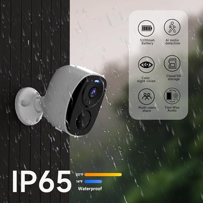 4Pack Security Cameras Wireless Outdoor 2.4G&5G WIFI, 2K Battery Powered Indoor Camera for Home Security with Spotlight & Siren Alarm, 2-Way Audio, Color Night Vision, AI Detection,Works w/Alexa