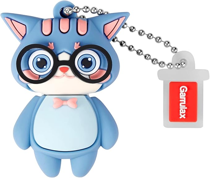 USB Flash Drives,Waterproof Silicone USB2.0 High Speed Thumb Memory Stick Pen Date Storage Pendrive U Disk (32GB,Blue Cat)