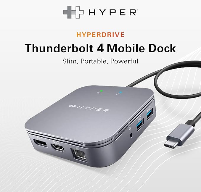 HyperDrive USB-C & Thunderbolt 4 Dual Monitor Dock - 4K60Hz HDMI Thunderbolt Docking Station -7-in-1 Dock - Slim, Portable, Powerful