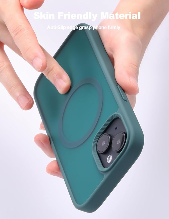 Tigowos for iPhone 15 Magnetic case Fits MagSafe 15FT Drop Resistant Anti-Yellowing Heavy Duty Shockproof Back Cover Fits iPhone 15 Phone Cases 6.1"，Turquoise Green