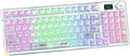 F98 Pro 95% Hot-Swappable Mechanical Keyboard – Transparent Keycaps, RGB Backlit Gaming Keyboard, Tri-Mode BT5.0/2.4G/USB-C, OLED Display, 4000mAh Battery, Pink (White)