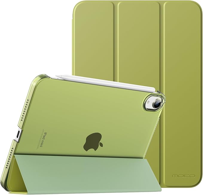 MoKo for iPad mini 7 (A17 Pro) Generation Case 2024, iPad mini 6 Case 2021, 8.3-inch Slim Lightweight Protective Hard Back PC Shell Stand Cover Support Touch ID, Auto Wake/Sleep, Wild Fern Green