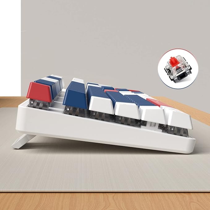 104 Keys Full Size Mechanical Gaming Keyboard | Red Switch Blue/White/Red Combo Color Computer Keyboards | 104 Keys US Layout Wired Mechanical PC Gaming Keyboard | Light Up Wired Clicky Keyboards