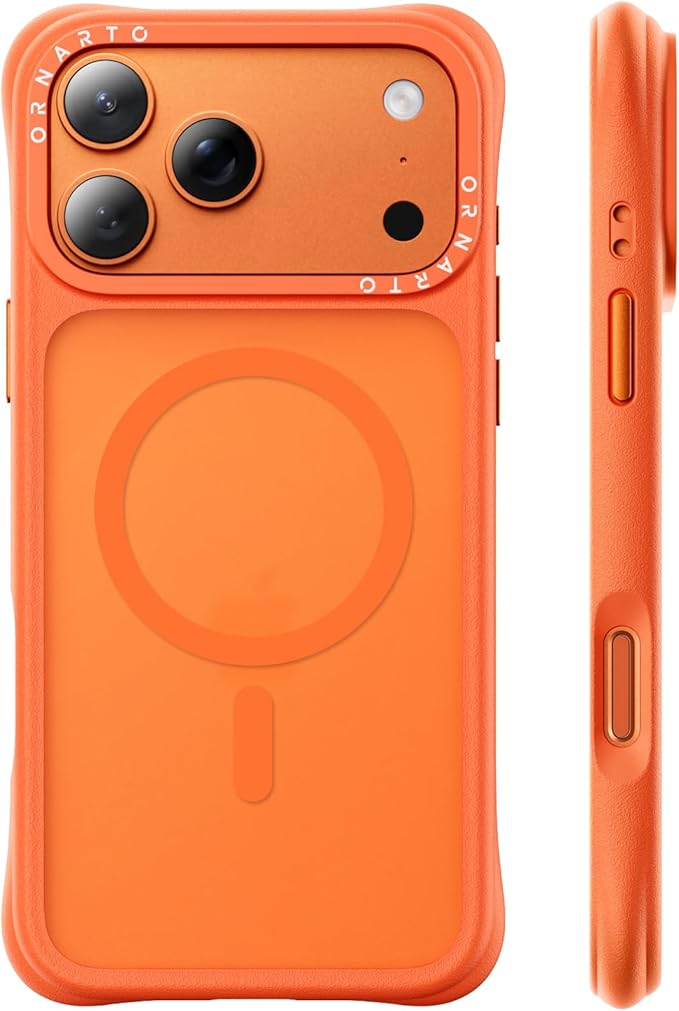 ORNARTO Magnetic for iPhone 17 Pro Max Case, 20FT Military-Grade Drop Protection, Compatible with MagSafe, Slim Shockproof Translucent Matte Phone Case for iPhone 17 Pro Max 6.9", Orange