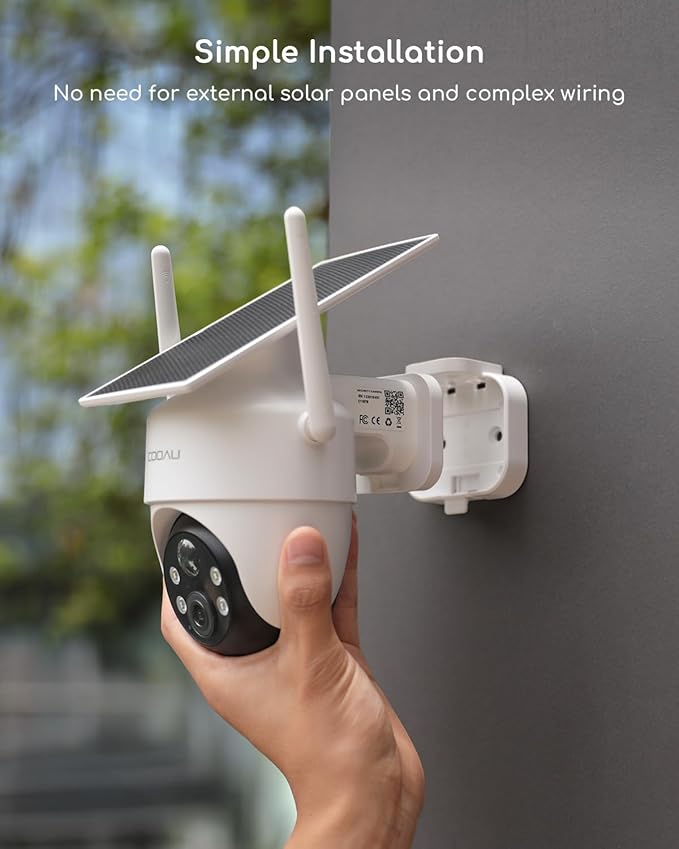 COOAU Cameras for Home Security, 2K 360° Solar Security Cameras Wireless Outdoor, Low-Light Rechargeable, Easy to Install, Surveillance Cam with AI Smart Detection,Color Night Vision,Two-way Audio