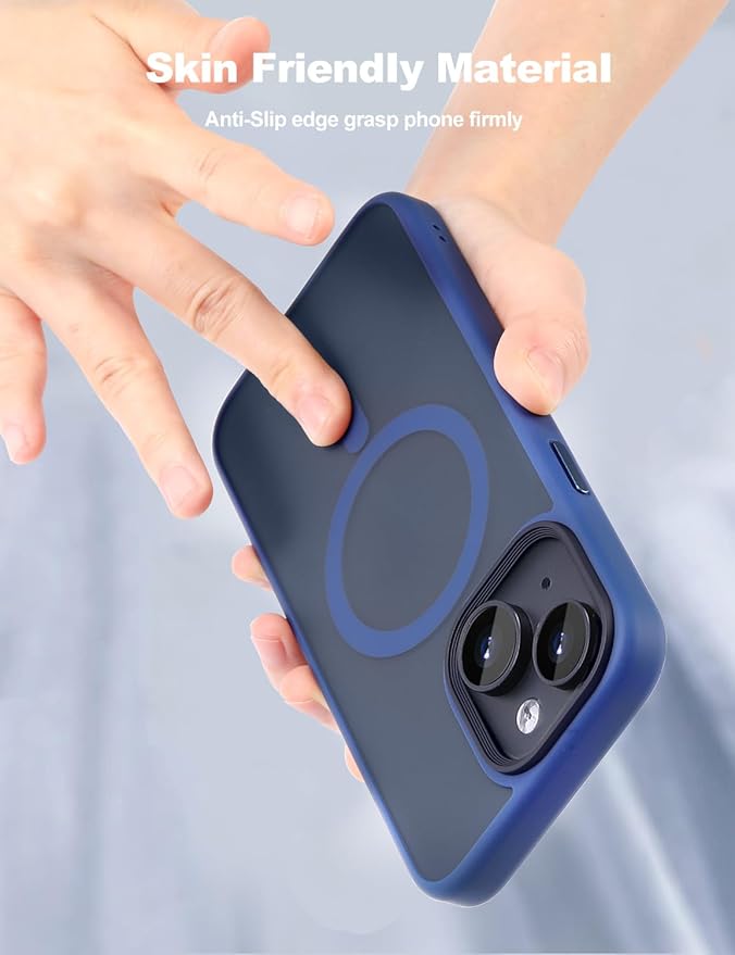 Tigowos for iPhone 15 Plus&iPhone 14 Plus Phone Case Fits MagSafe 10FT Drop Resistant Matte Skin Feeling Back Cover for iPhone 15 Plus&iPhone 14 Plus Case，Deep Blue