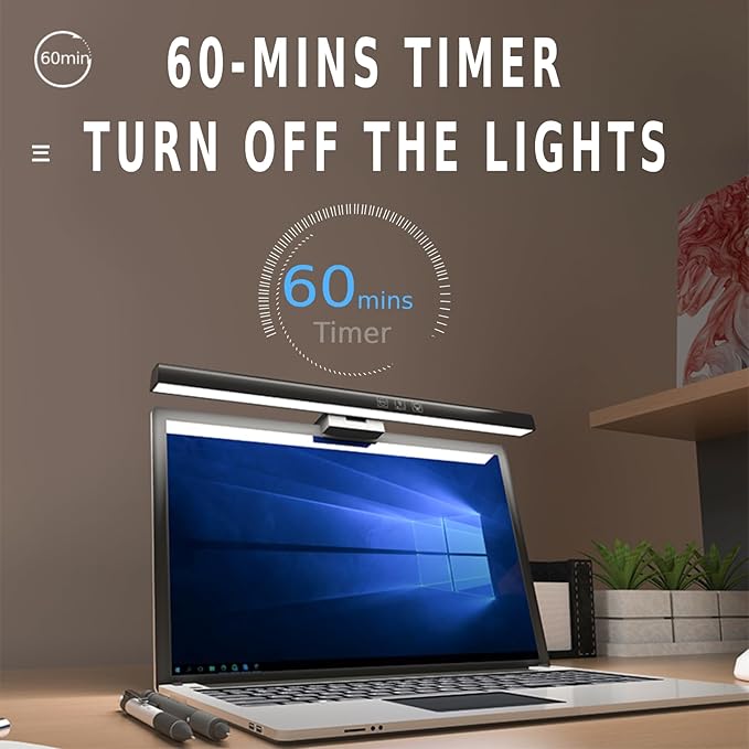 BY-J Computer Monitor Light Bars, Screen Monitor Light Bar for Eye Caring, USB Reading LED Task Lamp, Dimmable Monitor Light Bar, Touch Control, No Glare Space Saving Home Office Desk Lamps