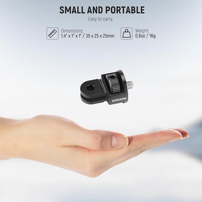 NEEWER Action Camera Mount Adapter with 1/4" Screw Aluminum Alloy Compatible with GoPro Hero 13 12 Insta360 X4 X3 DJI Osmo Pocket 3 Creator Combo Phone Cage, GP-7
