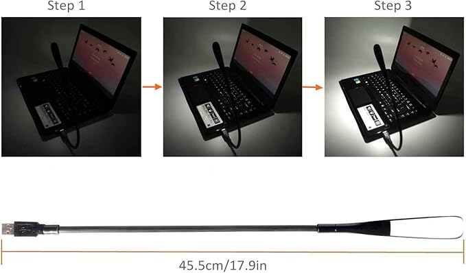 Dimmable USB Lamp, Flexible Keyboard Light, Mini USB Light for Laptop (14-LED-Bead, 3-Level Adjustable Brightness, On/Off Touch Switch, Black)