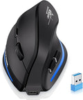 ECHTPower Wireless Bluetooth Mouse, Ergonomic Mouse with LED Light, Tri-Mode BT5.0+BT5.0+2.4GHz, Vertical Mouse Adjustable DPI 2400/1600/1000, Rechargeable Mice for PC, Laptop, Mac, Window