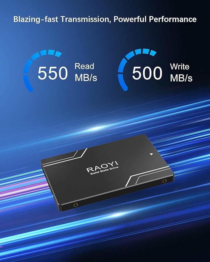 RAOYI 256GB Internal SSD SATA III 6Gb/s 2.5” Solid State Drive 3D NAND Flash Advanced SSD Hard Drive Up to 550MB/s SATA 3 SSD Upgrade Performance for PC Laptop