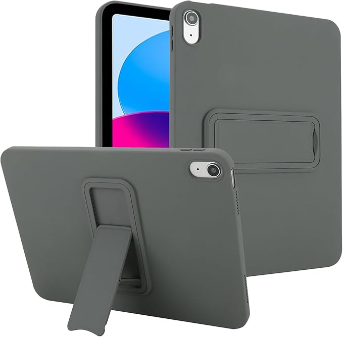 Shockproof Case for iPad 10th/11th Gen, TPU & Hard PC Back Cover with Kickstand Feature Screen & Camera Defense Cleaning Cloth + Stylus Included for iPad 11th 10th Gen, Gray