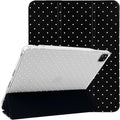 Lovmooful Compatible for iPad Pro 12.9-Inch 2022/2021/2020/2018 (6th/5th/4th/3rd Generation) Case with Pencil Holder Cute Polka Dot with Aesthetic Design Soft TPU Trifold Stand Protective-Black