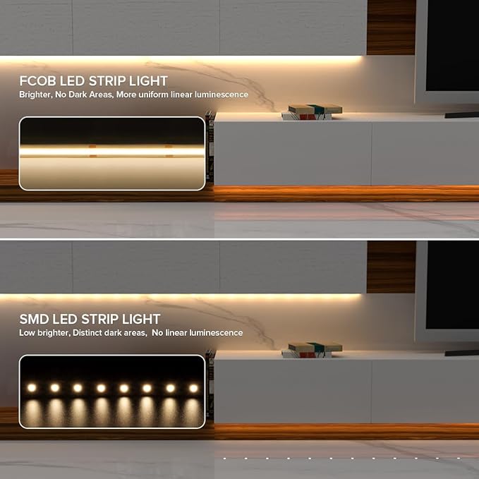 16.4FT DC24V COB LED Strip 4000K Natrual White 320LEDs Flexible High Density Uniform Bright Light Strip 9W/m, Dimmable LED Light for DIY Kitchen Bedroom Home Decor, No Power and Controller