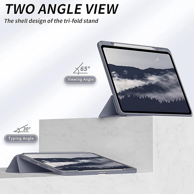 Case for iPad Pro 12.9-inch 2022/2021(6th/5th Gen),iPad Air 13 Inch(M4/M3/M2,2026/2025/2024) with Pencil Holder,2nd Gen Pencil Charging,Auto Sleep/Wake,Flexible TPU Protective Cover (Purple)