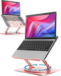 Aoviho 360° Rotating Laptop Stand for Desk | Adjustable, Foldable, Portable Aluminum Ergonomic Riser | Compatible with MacBook, Dell, HP & All Laptops 10-16 inch | Rose Gold