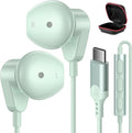 USB C Headphones for iPad A16/iPhone 17 Pro Max 16 15 Plus, HiFi Stereo Type C Earphones USB-C Wired Earbuds with Mic Volume Control for Samsung S26/S25 S24/S23/S22/S21/Pixel 10 9 8 7 6 Pro, Mint