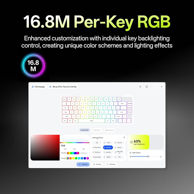 Rapoo V700DIY-75 Wireless Mechanical Keyboard, BT5.0 + 2.4GHz, Hot Swappable Custom Gaming Keyboard, Speed Silver Linear Switch, 16.8M Per-Key RGB, Gasket Mount, Creamy Sound, Full NKRO Anti-Ghosting