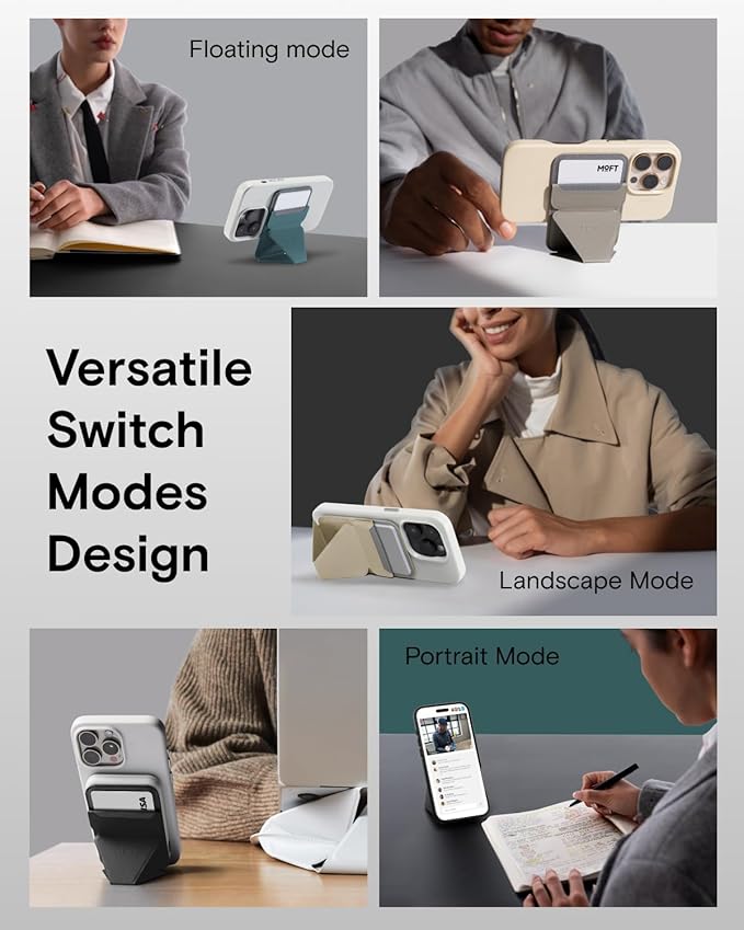 MOFT Magnetic Wallet Stand Compatible with iPhone 17/16/15/14/13/12 Series, Angle Adjustment & Magsafe Compatible MOVAS Phone Stand,Sienna Brown