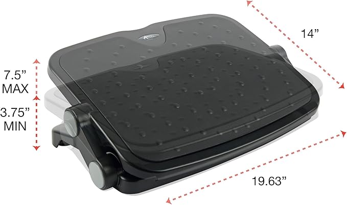 Alera ALE Soft Cushioned Ergonomic Footrest, 14w x 19 5/8d x 3 3/4 to 7 1/2h, Black