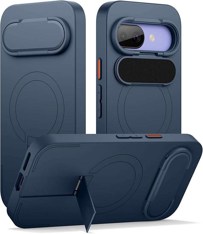 SURITCH for Google Pixel 9a Phone Case, Compatible with MagSafe, Protective Cover with Camera Cover & Adjustable Metal Kickstand for Pixel 9a -Dark Blue