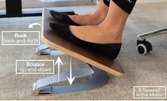 Under Desk Footrest for Active Sitting – Motion Rocking Foot Rest to Bounce & Fidget While You Work – Ergonomic Wooden Desk Foot Rest for Circulation & Focus – Hopper