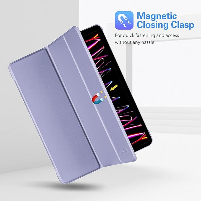 ProCase Smart Case for iPad Pro 12.9 2022/2021/2020/2018, Slim Stand Hard Back Shell Smart Cover for iPad Pro 12.9" 6th Gen/5th Gen/4th Gen/3rd Gen -Lightpurple