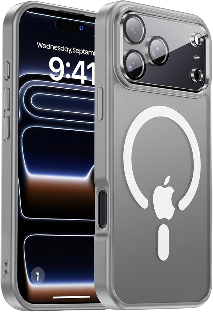 for iPhone 17 Pro Max case with Camera Lens Protector [10Ft Military-Grade Protection] Compatible with fit MagSafe Shockproof Cover Phone case for iPhone 17 Pro max 6.9 inch,Gray