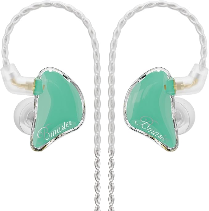 BASN Bmaster in Ear Monitor Headphones, Triple Driver IEM Earphones with Powerful Bass, Noise Isolation HiFi Stereo Wired Earbuds for Musicians Singers Drummers (Teal)