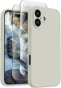 FireNova Designed for iPhone 16 Case, Silicone Upgraded [Camera Protection] Phone Case, Soft Anti-Scratch Microfiber Lining Inside, 6.1 inch, Stone