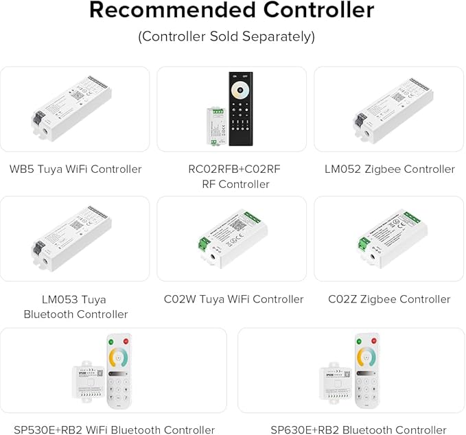 BTF-LIGHTING IP66 FCOB CCT COB LED Strip Tunable 2700K-6500K DC24V 2X16.4FT Total 32.8FT 640LED/m CRI 90+ Flexible High Density LED Light Black PCB for Indoor Decor(No Adapter or Controller)