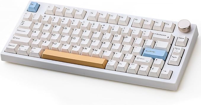 NJ80-AP Wireless Mechanical Keyboard with Knob Bluetooth 5.0/2.4G/Wired Connection 75% Hot Swappable Custom RGB Programmable Gaming Keyboard with PBT Keycap for Win Mac