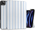 DONGKE Case for iPad Pro 12.9 inch 6th Generation 2022, Built-in Pencil Holder + Trifold Stand + Auto Wake/Sleep + Protective Cover for iPad Pro 12.9 5th/4th/3rd Gen- Blue Stripes