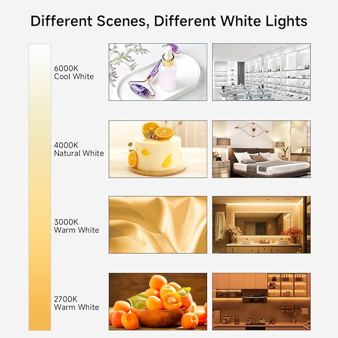 BTF-LIGHTING FCOB COB CCT 3000K-6000K Tunable White LED Strip with RF Remote,UL Listed 24V 24FT 640LEDs/m Super Bright Dimmable Tape Light for Bedroom Kitchen Under Cabinet Indoor Decor