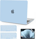 Anban Compatible with MacBook Air 13 inch Case M1 2022 2021 2020 2019 2018 Release A2337 A2179 A1932 Touch ID, Matte Plastic Laptop Hard Shell Case & 2 Keyboard Cover & Screen Protector, Air Blue