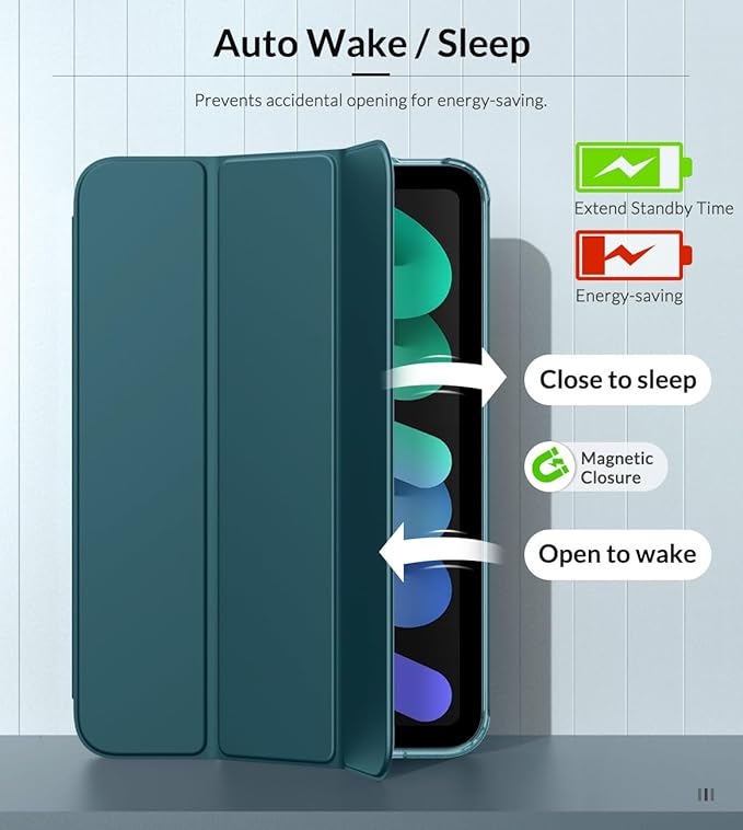 MoKo Case Fit New iPad mini 7 (A17 Pro) 2024, iPad mini 6th Generation Case 2021 (8.3-inch), iPad mini 6 Case, Soft TPU Translucent Frosted Back Cover Case for iPad mini 7th, Turquoise
