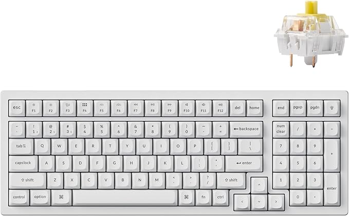 Keychron K4 Pro QMK/VIA Custom Wireless Mechanical Keyboard, Programmable Hot-swappable 100 Keys, RGB Backlight Wired Gaming Keyboard with K Pro Banana Switches for Mac/Windows/Linux - White