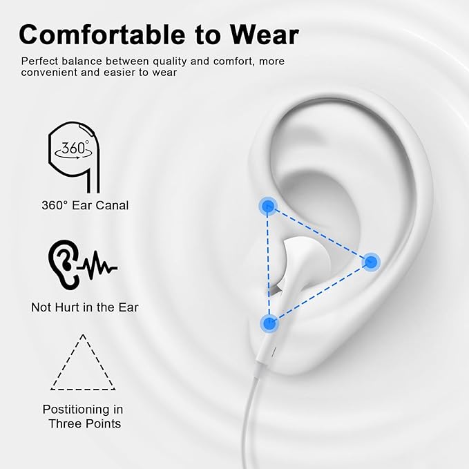 [Apple MFi Certified] for iPhone Headphones Wired Earbuds/Earphones with Built-in Microphone & Volume Control HiFi Stereo Nosie Reduction Compatible for iPhone 14 13 12 11 Pro Max XS XR X 8 7, 2 Pack