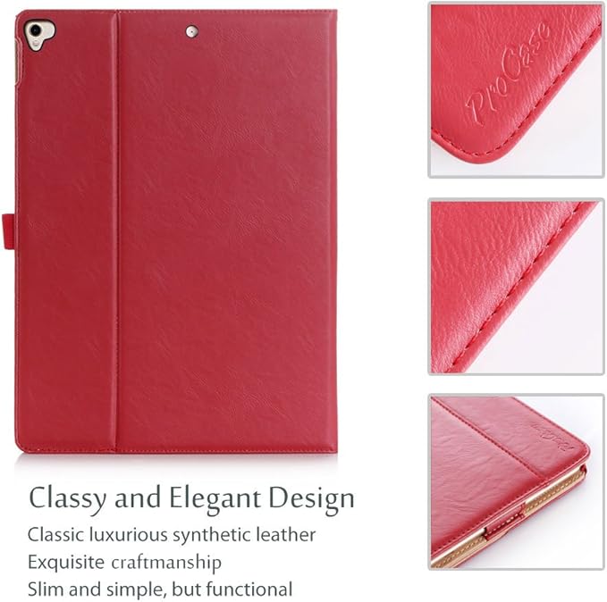 ProCase for iPad Pro 12.9 2017/2015 Case (1st & 2nd Generation), Stand Folio Case Cover for iPad Pro 12.9 Inch (Old Model 2017/2015), with Multiple Viewing Angles, Pencil Holder -Red