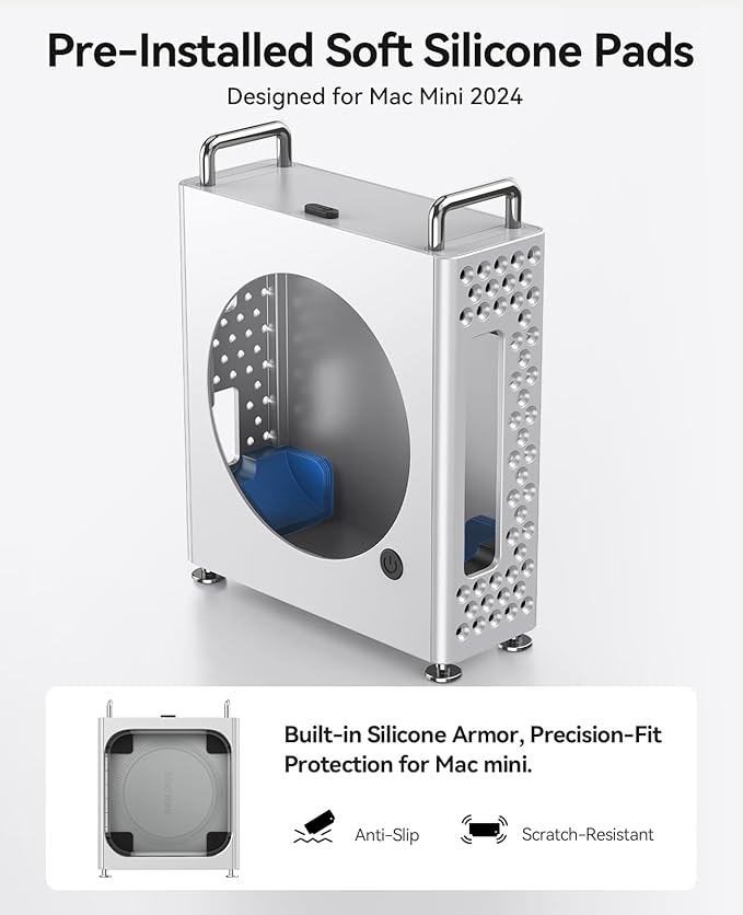 ORICO MiniPro Aluminum Stand for Mac mini M4/M4 Pro, Vertical Mount Holder Case, Durable Mini PC Accessories for Mac mini M4 (MS10)