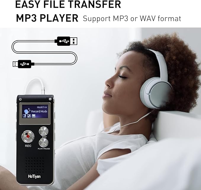 Digital Voice Recorder Audio Recording - 64GB Audio Recorder with Playback Voice Activated Recorder for Lectures Meetings Interviews Recording Device Tape Recorder with Microphone USB Cable MP3 Player