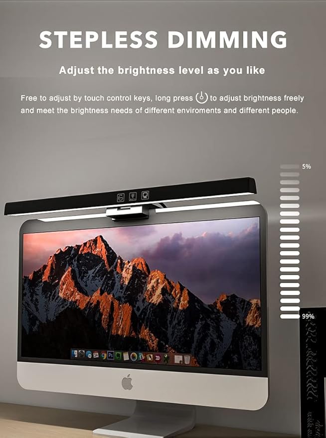 Computer Monitor Lamp LED Screen Hanging Light Bar for Eye Caring, 60 Min Auto-Off Timer, Infinite Dimming, No Screen Glare Space Saving Home Office Desk Laptop e-Reading Lights (50cm/19.7in)