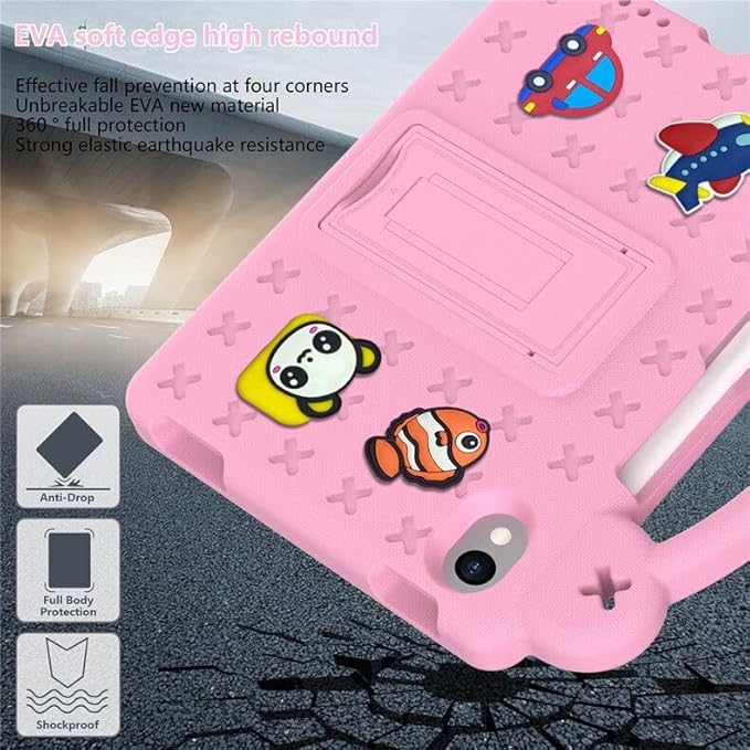 AKABEILA Compatible with Apple iPad mini 6 2021 8.3 inch Tablet Case, Kids Friendly Universal Lightweight Shockproof Protective Case with Shoulder Strap & Stand Handle & Pen Tray Pink
